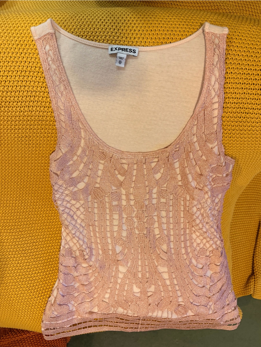 Express pink lace tank top, size XS